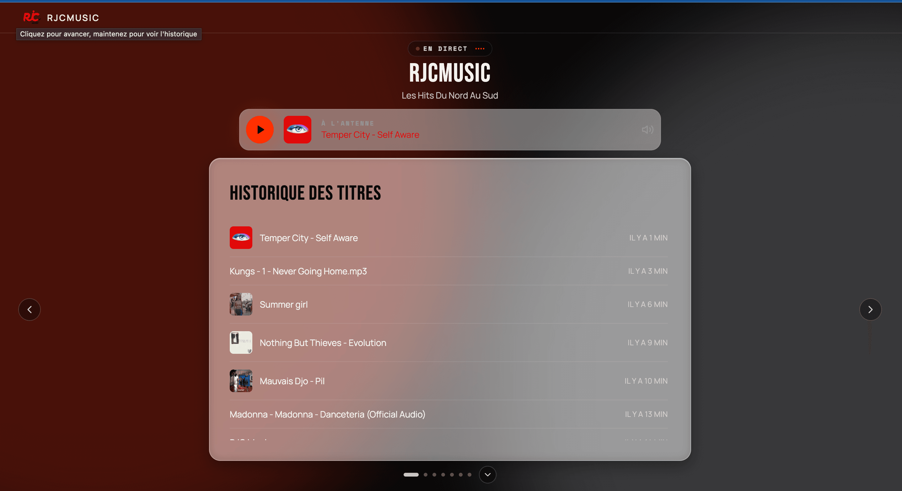 Widget Historique